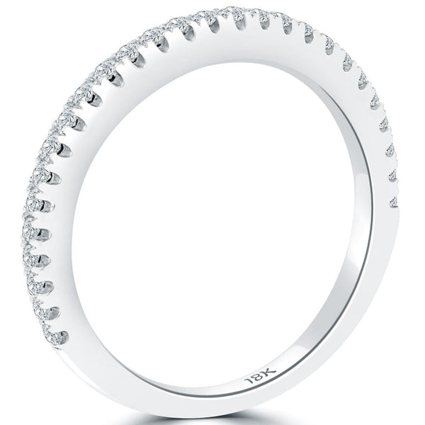 0.28 Carat Custom Curve Matching Diamond Wedding Band Ring 18k White Gold