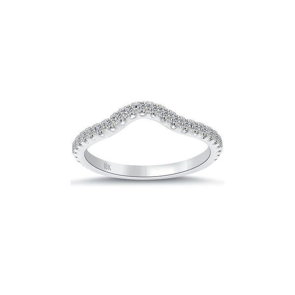 0.42 Carat Custom Curve Matching Diamond Wedding Band Ring 18k White Gold