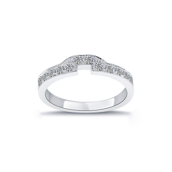 0.30 Carat Custom Curve Matching Diamond Wedding Band Ring 14k White Gold