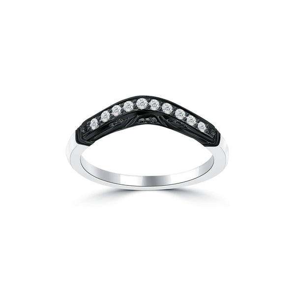 0.28 Carat Custom Curve Matching Diamond Wedding Band Ring 14k Black Gold